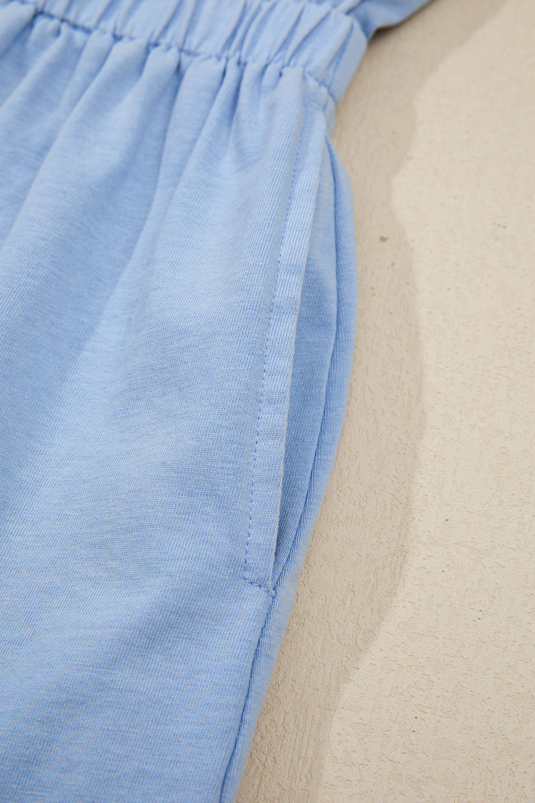 Sky Blue Mineral Wash Elastic Waist Tank Dress with Side Pockets