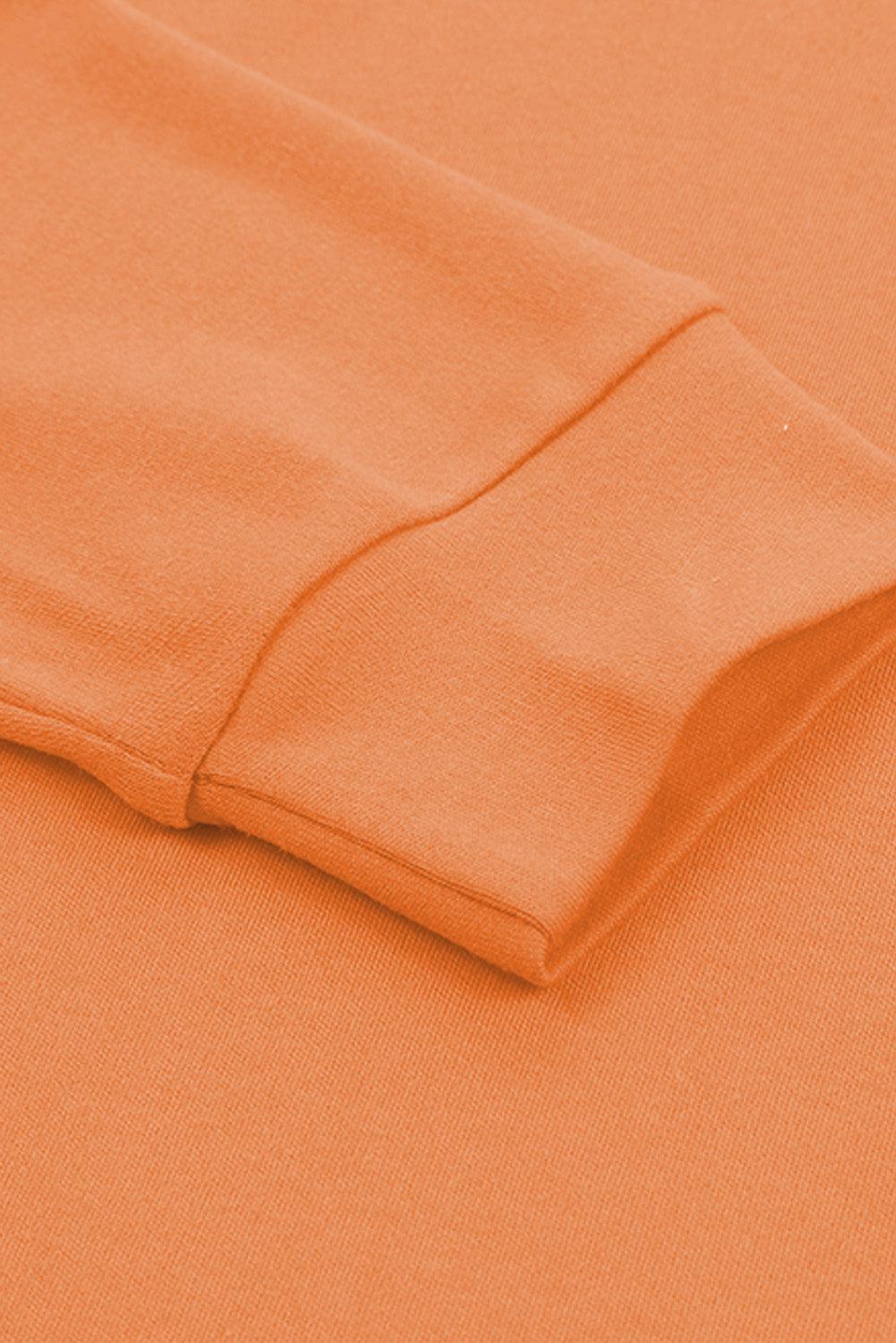 Orange Plain Crew Neck Long Sleeve Top