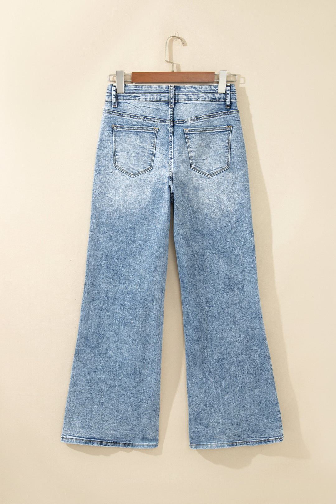 Beau Blue Acid Wash Pocket Detail Flare Jeans