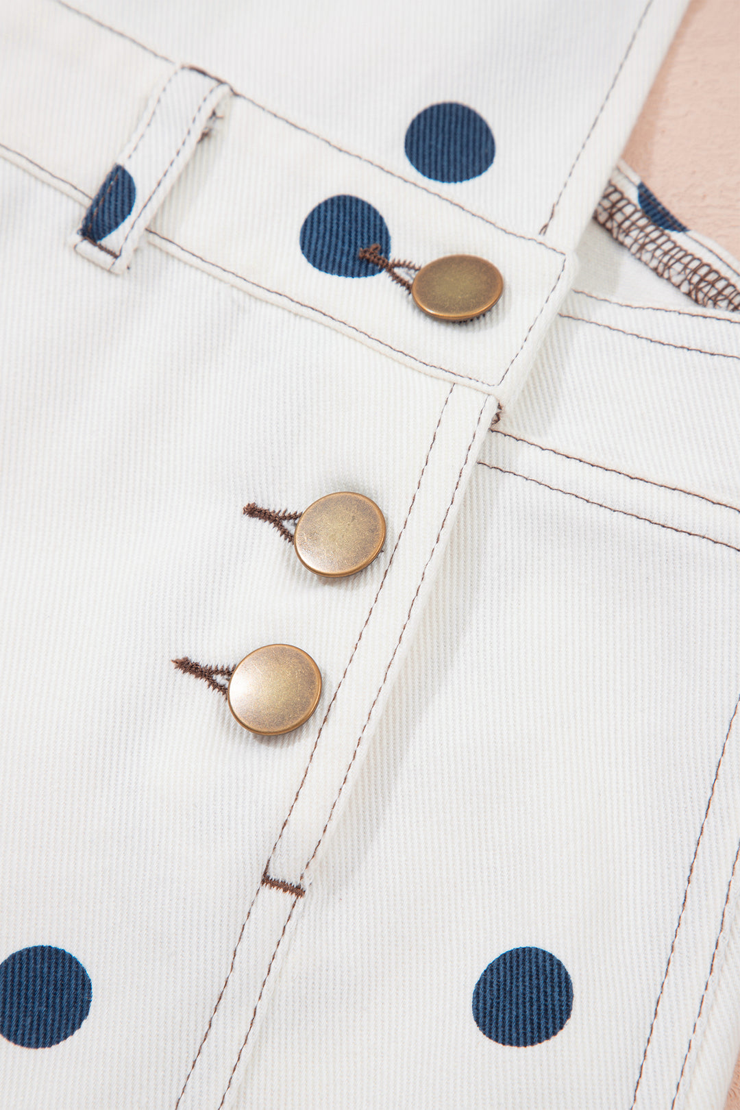Jet Stream Polka Dot Print Bib Pocket Denim Barrel Overalls Jumpsuit