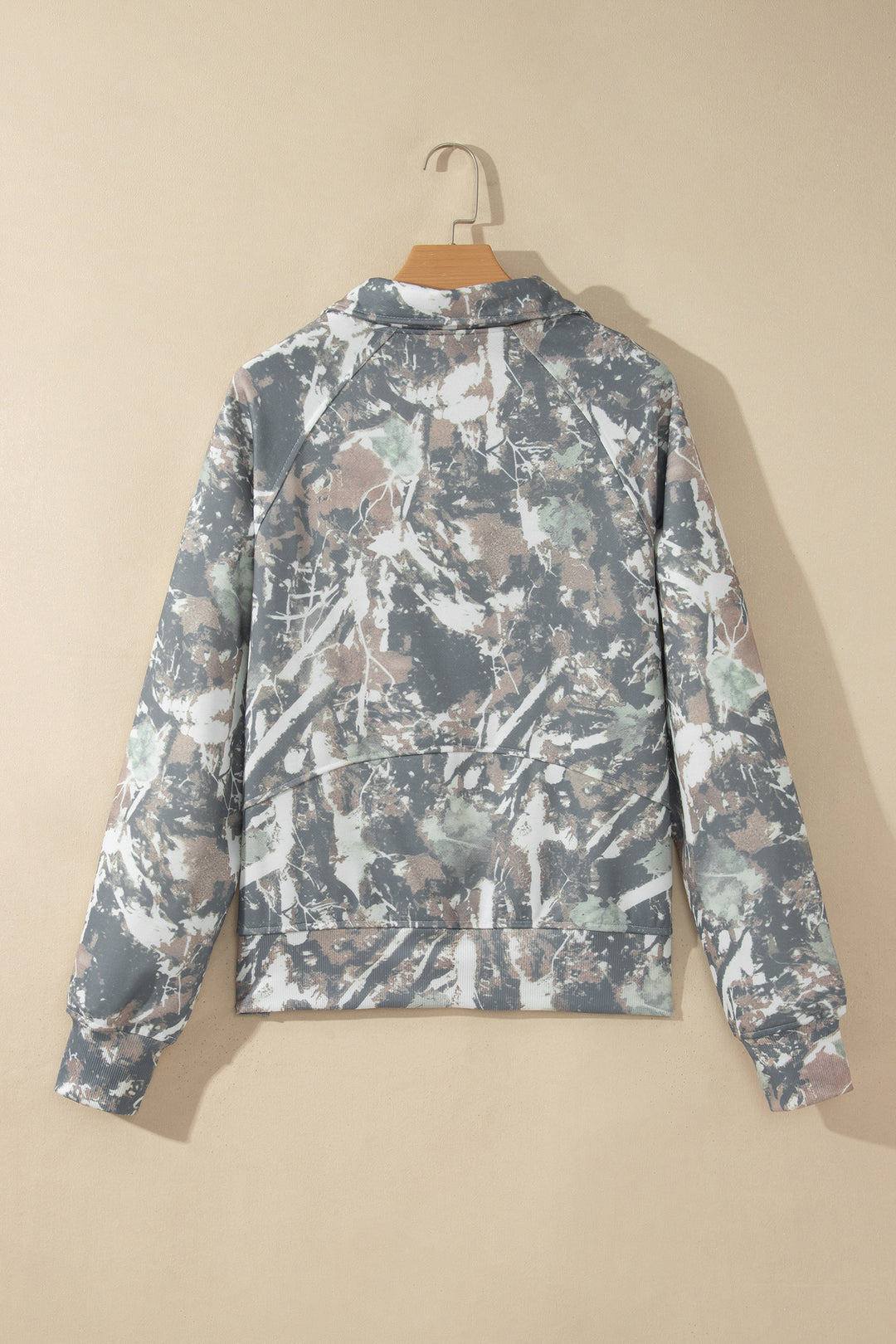 Multicolour Abstract Print Quarter Zip Kangaroo Pocket Sweatshirt