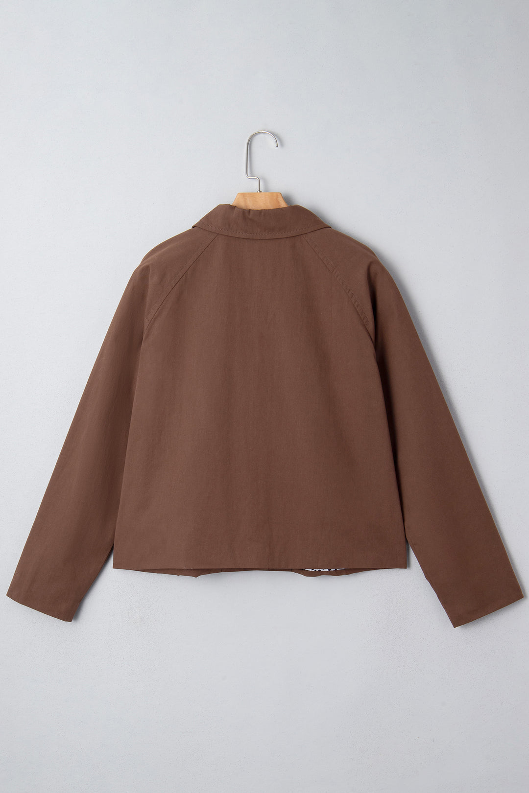 Dark Brown Collared Buttoned Leopard Liner Patchwork Chic Jacket