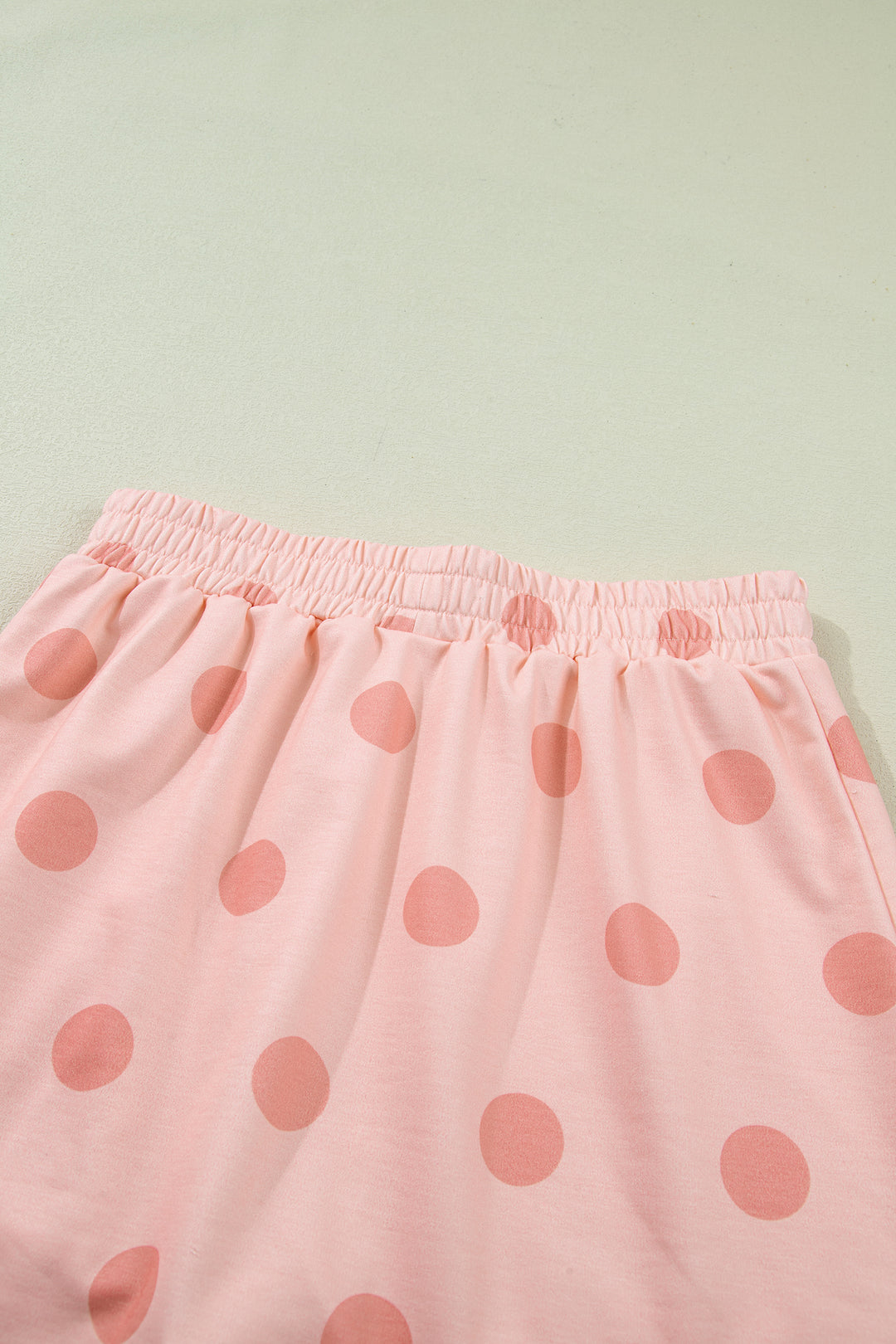 Sky Blue Ribbed Trim Polka Dot Print Tank Split Mini Skort 2pcs Set
