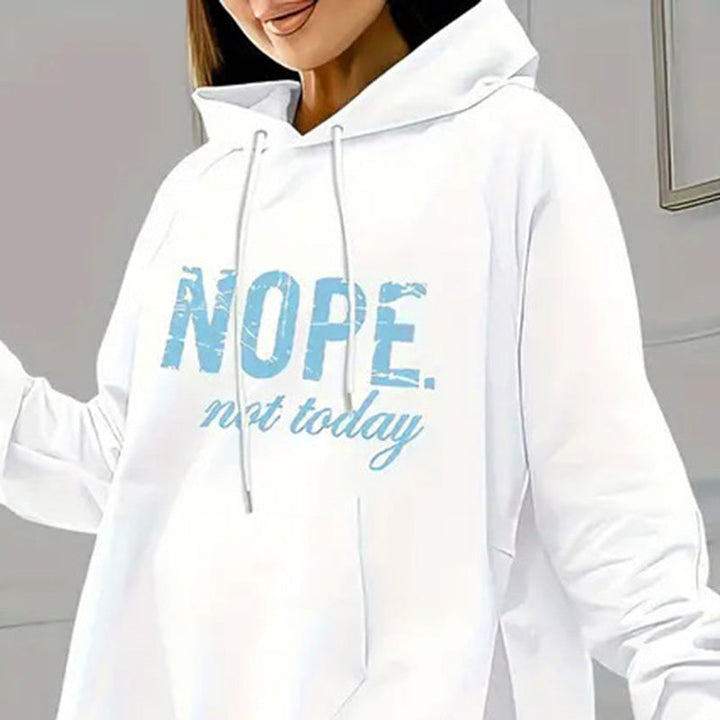 Casual 2-Piece Set Solid Color Leggings &amp; Letter Print Hooded Sweatshirt