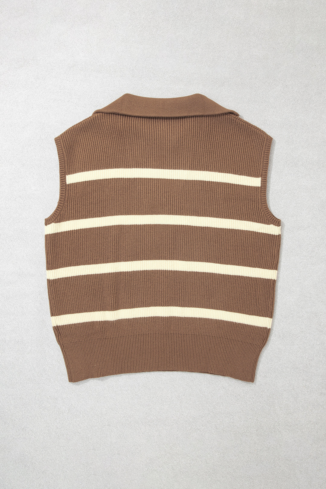 Brown Stripe Striped Colorblock Drop Shoulder V Neck Tunic Sweater T-shirt