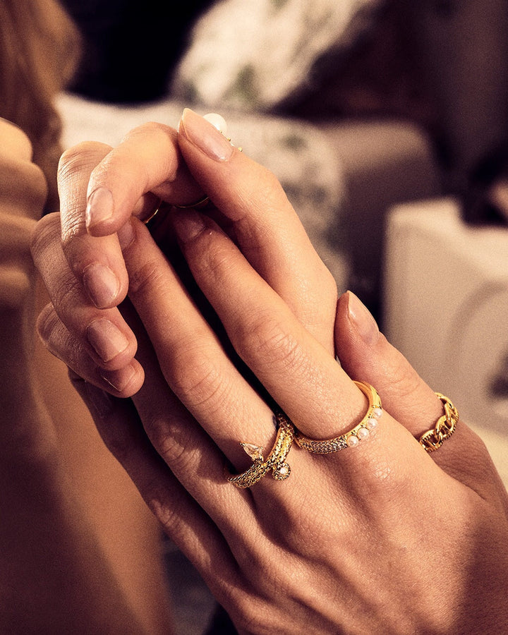 Evelyn CZ & Pearl Eternity Band Ring