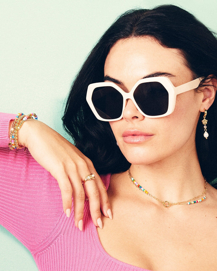 June CZ Flower & Pearl Hoop Earrings