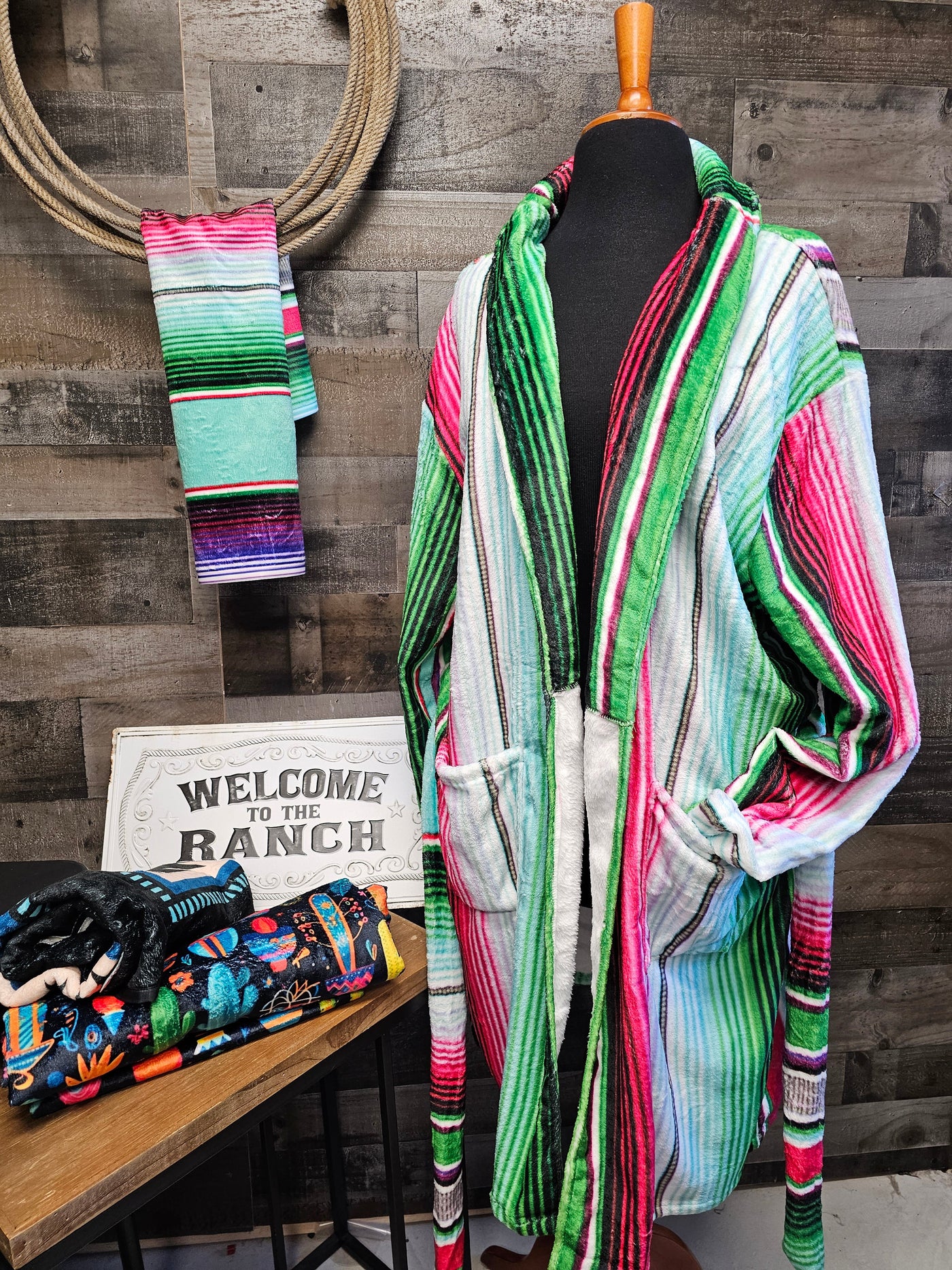 Turquoise Serape Women's Western Bath Robe