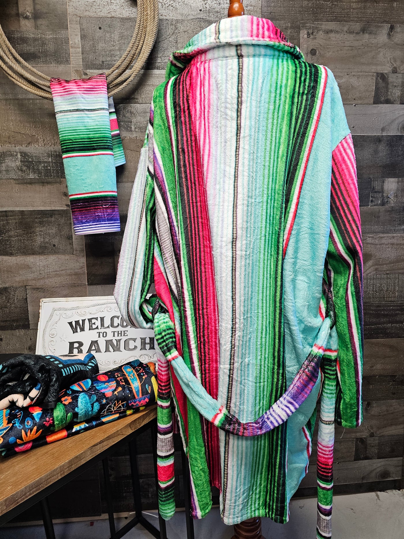 Turquoise Serape Women's Western Bath Robe