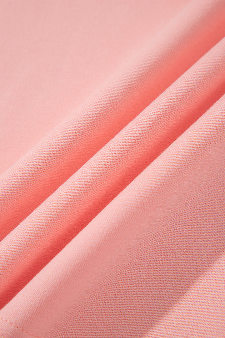 Pink Colorblock Striped Patchwork Long Sleeve Round Neck Blouse
