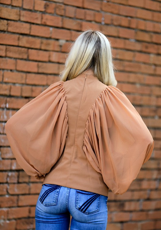 Puff mesh long sleeve top