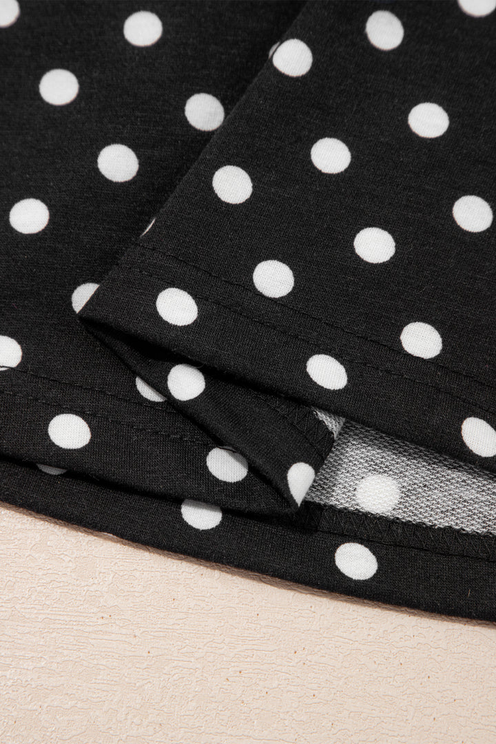 Black Polka Dot Drawstring Casual Mini Skort