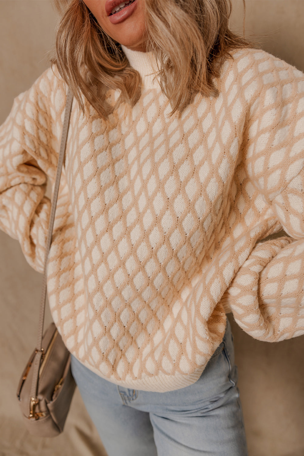 Ximena Rhombus Textured Knit Sweater