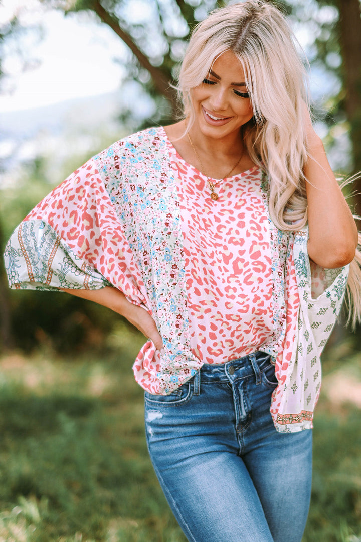 Elora Mix Print Cape Top