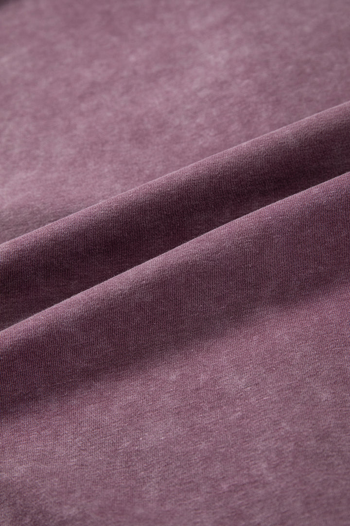 Red Sandalwood Mineral Wash Exposed Seam Side Slit Sweatshirt