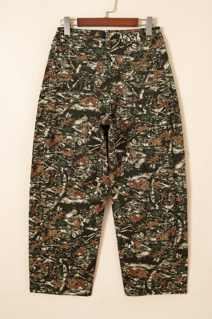 Multicolour Western Woodland Camouflage Straight Leg Shift Jeans