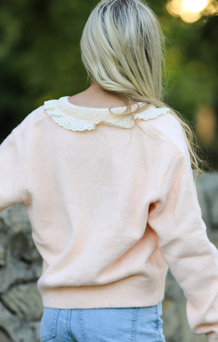 Front tie ruffled trim Cardigan