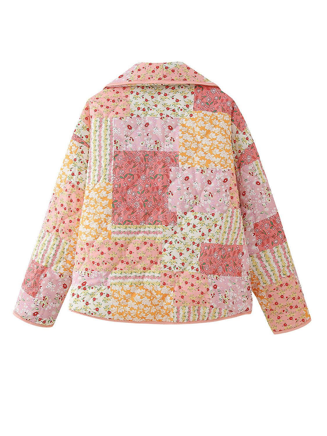 Printed Patchwork Open Front Cardigan with Pockets