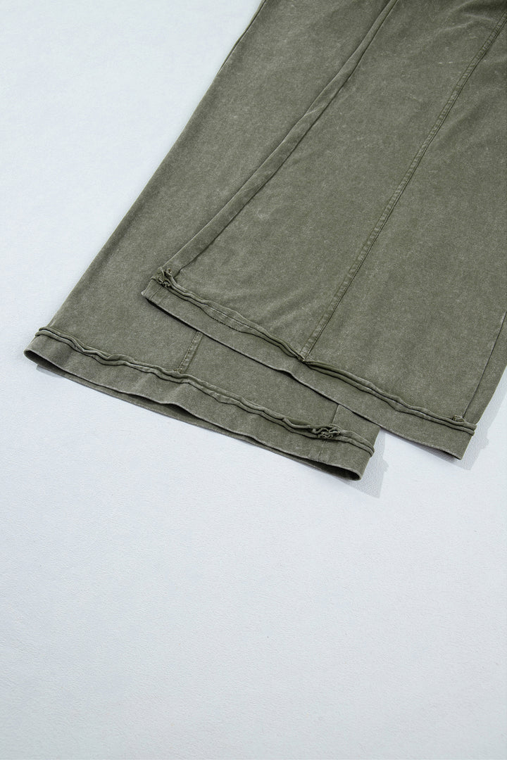 Ashleigh Blue Mineral Wash Seam Detail Flare Leg Drawstring Pants
