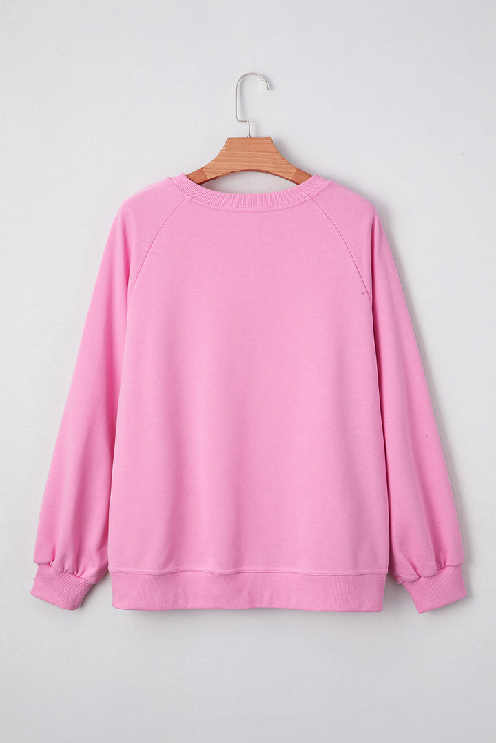 Lilah Lace Patched Raglan Sleeve Loose Fit Sweatshirt