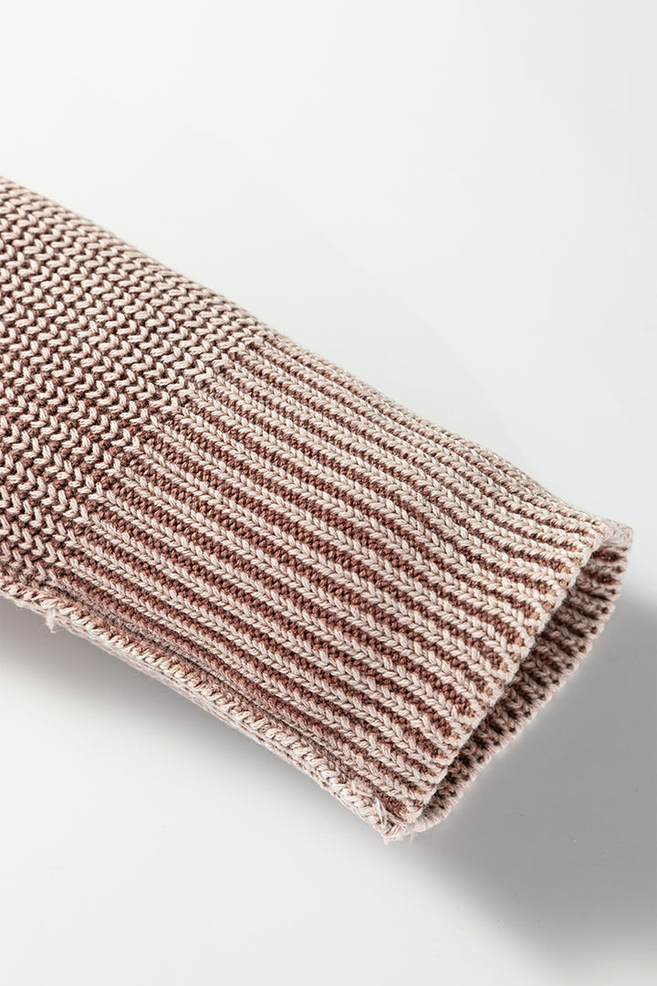 Chestnut Mineral Wash Exposed Seam Patchwork Knit Open Sweater Cardigan