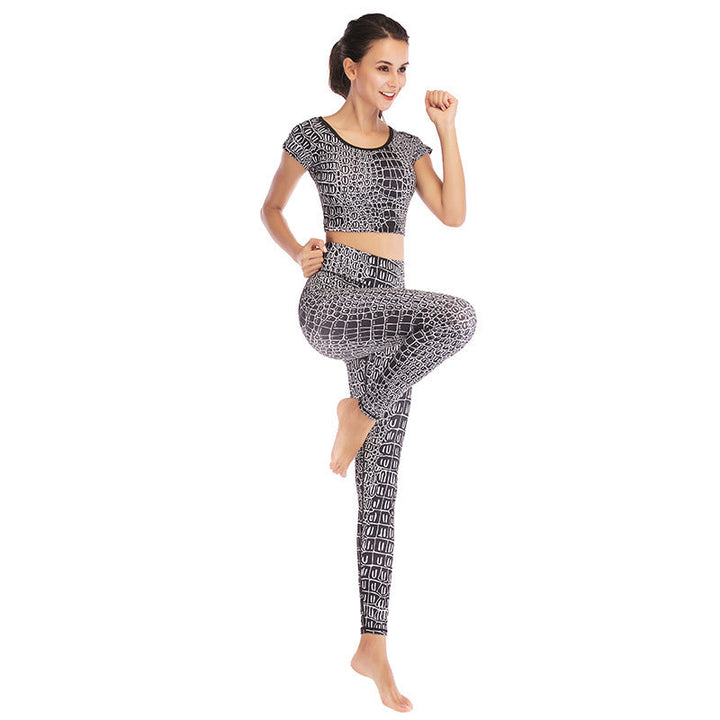 Printed navel short-sleeved quick-drying dance dress
