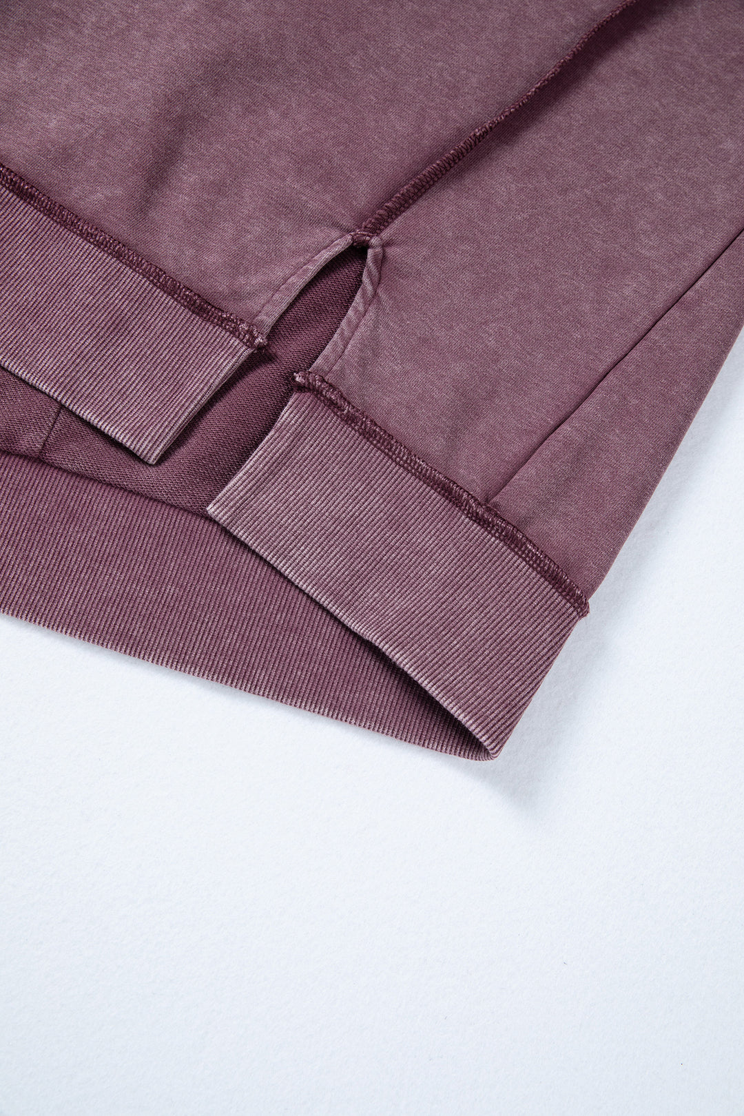 Red Sandalwood Mineral Wash Exposed Seam Side Slit Sweatshirt