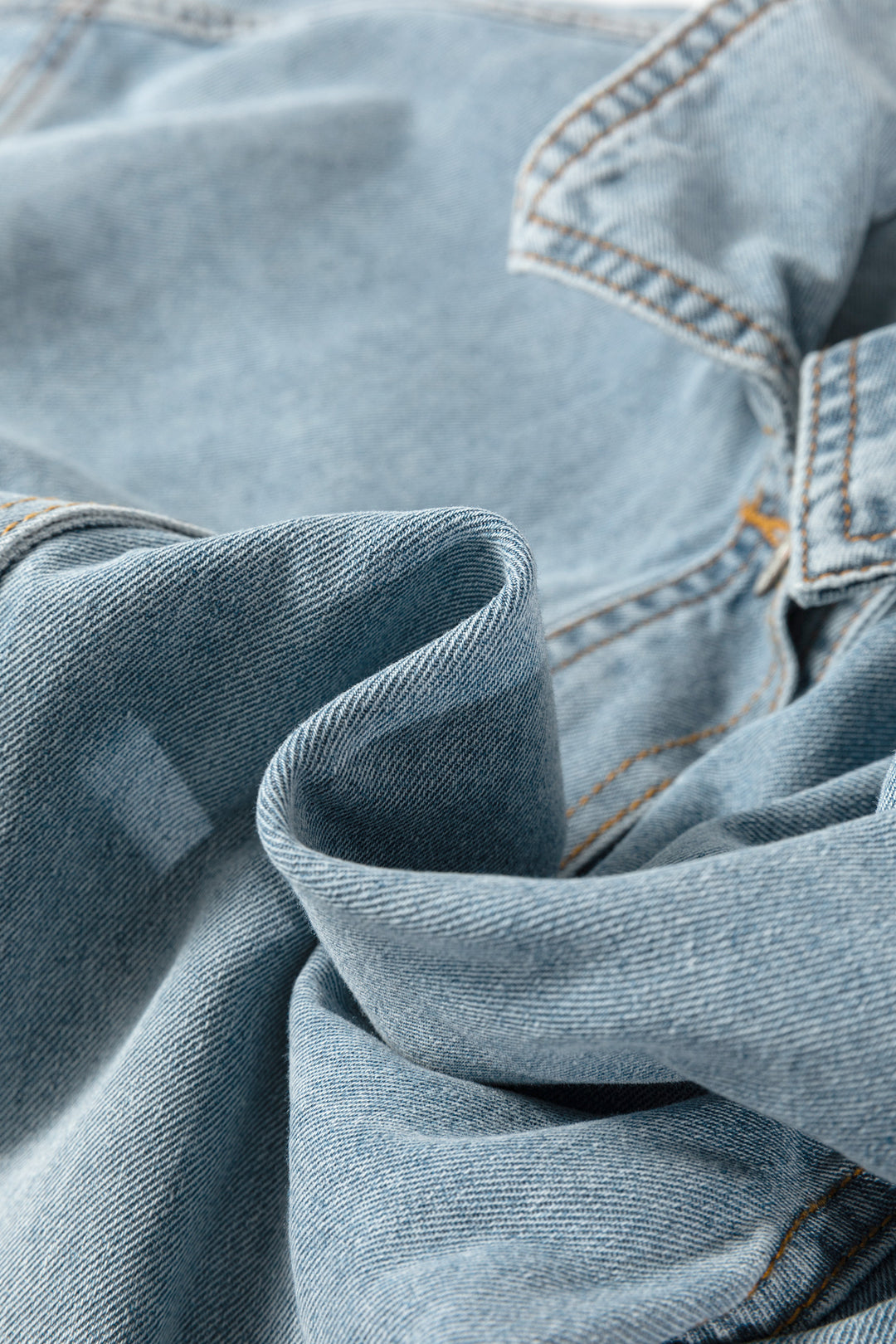 Beau Blue Draw-cord Hem Light Wash Denim Jacket