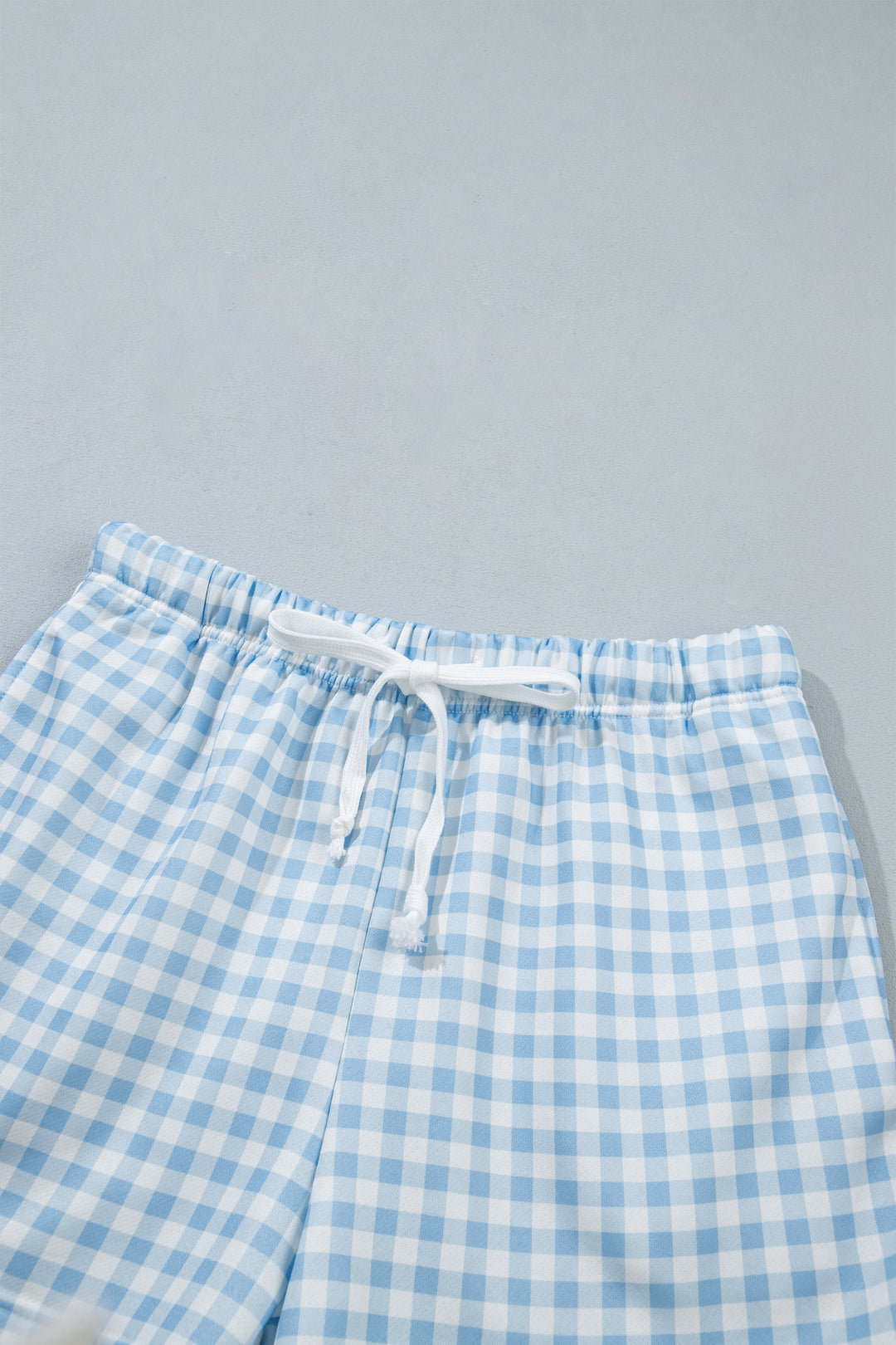 Pink Plaid Baggy Pullover Drawstring Casual Shorts 2pcs Outfit
