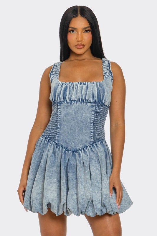 Bubble Belle Denim Mini Dress