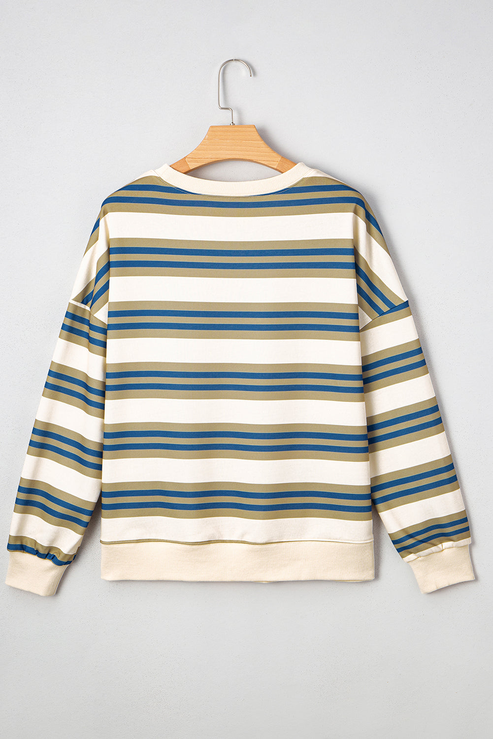 Rose Stripe Crew Neck Pullover Sweatshirt