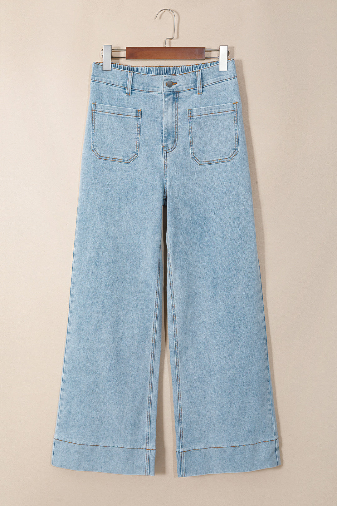 Beau Blue Solid Full-Length Regular Pocket Detail Wholesale Denim Jeans