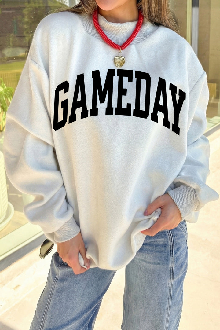 Light Grey FOOTBALL GAMEDAY Double Side Printed High Neck Reversible Sweatshirt