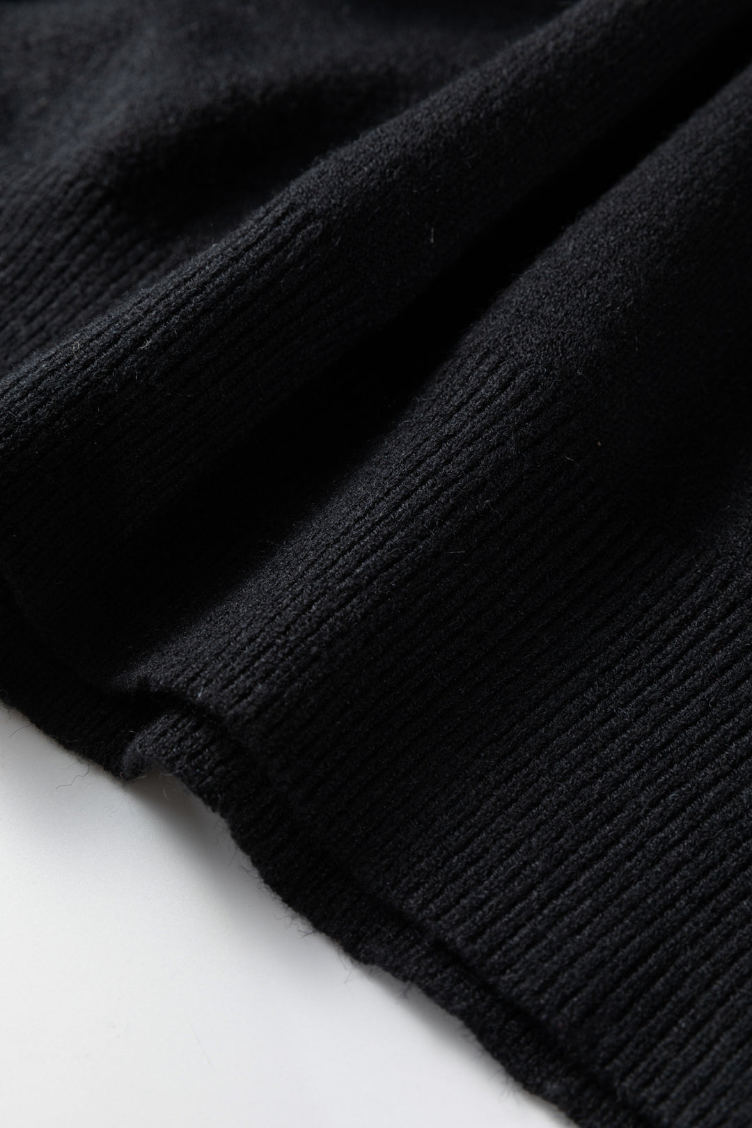 Black High Neck Puff Sleeve Sweater Pleated Mini Skirt 2pcs Knitted Outfit