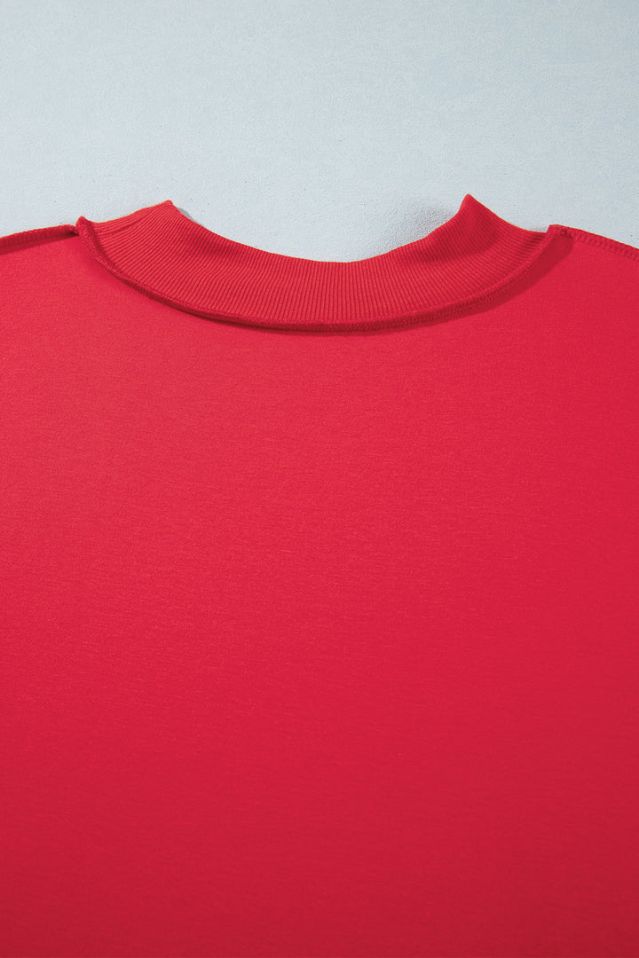 Racing Red Exposed Seam Detail Reversible Double Wear Plus Size Sweatshirt