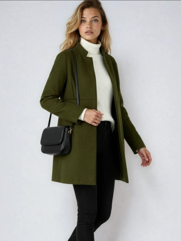 Women's Stand Collar  Wool Blend Coat