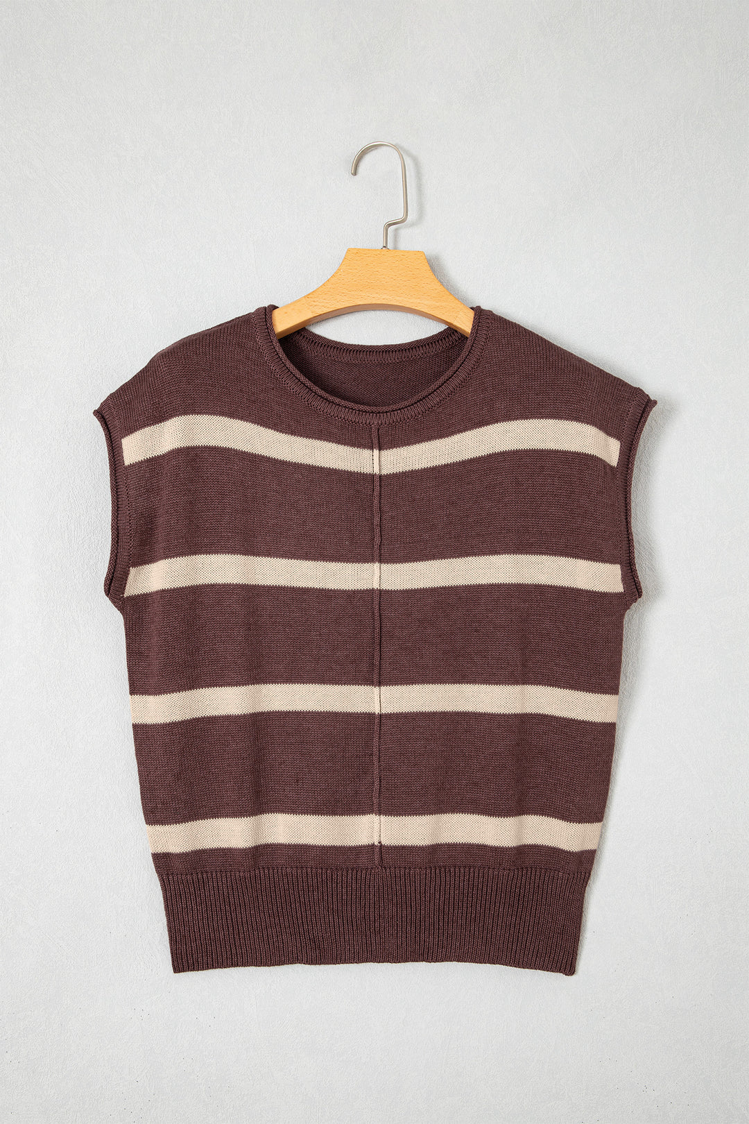 Rose Stripe Knit Western Short Sleeve Sweater