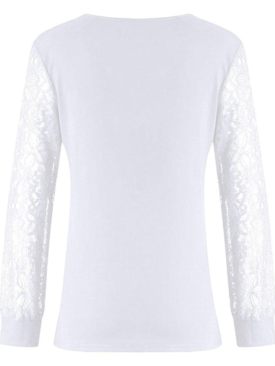 Full Size Lace Detail V-Neck Long Sleeve Blouse