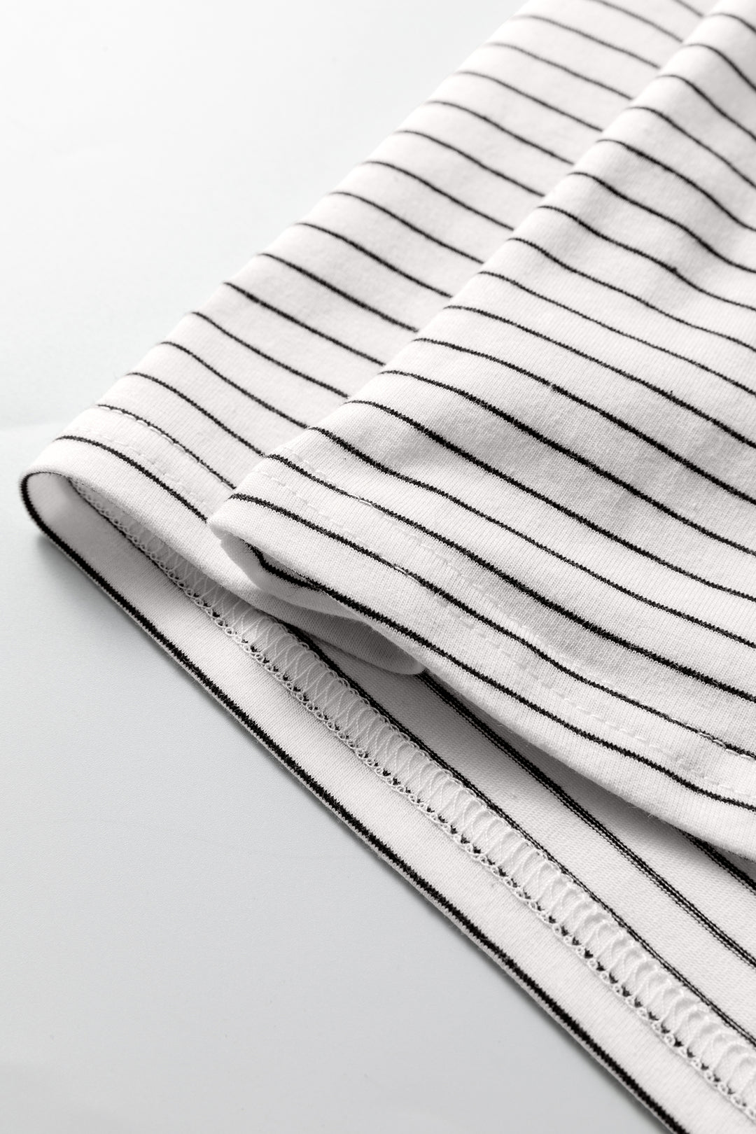 White Stripe Square Neck Long Sleeve Top