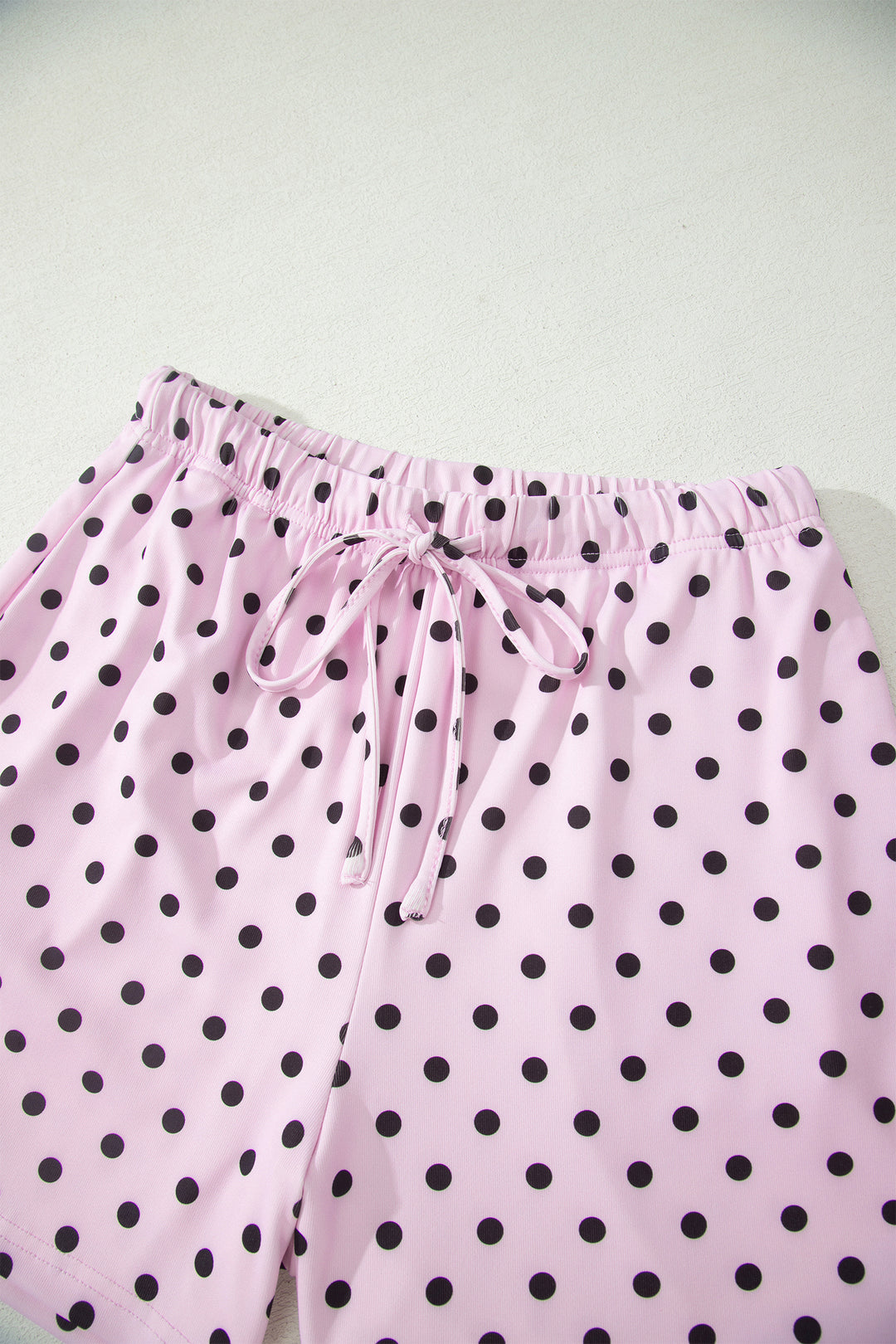 Brown Polka Dot Halter Tank Drawstring Elastic Waist Short Set