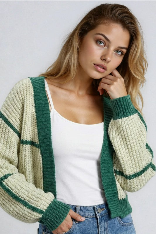 Two-Tone Color Block Cardigan