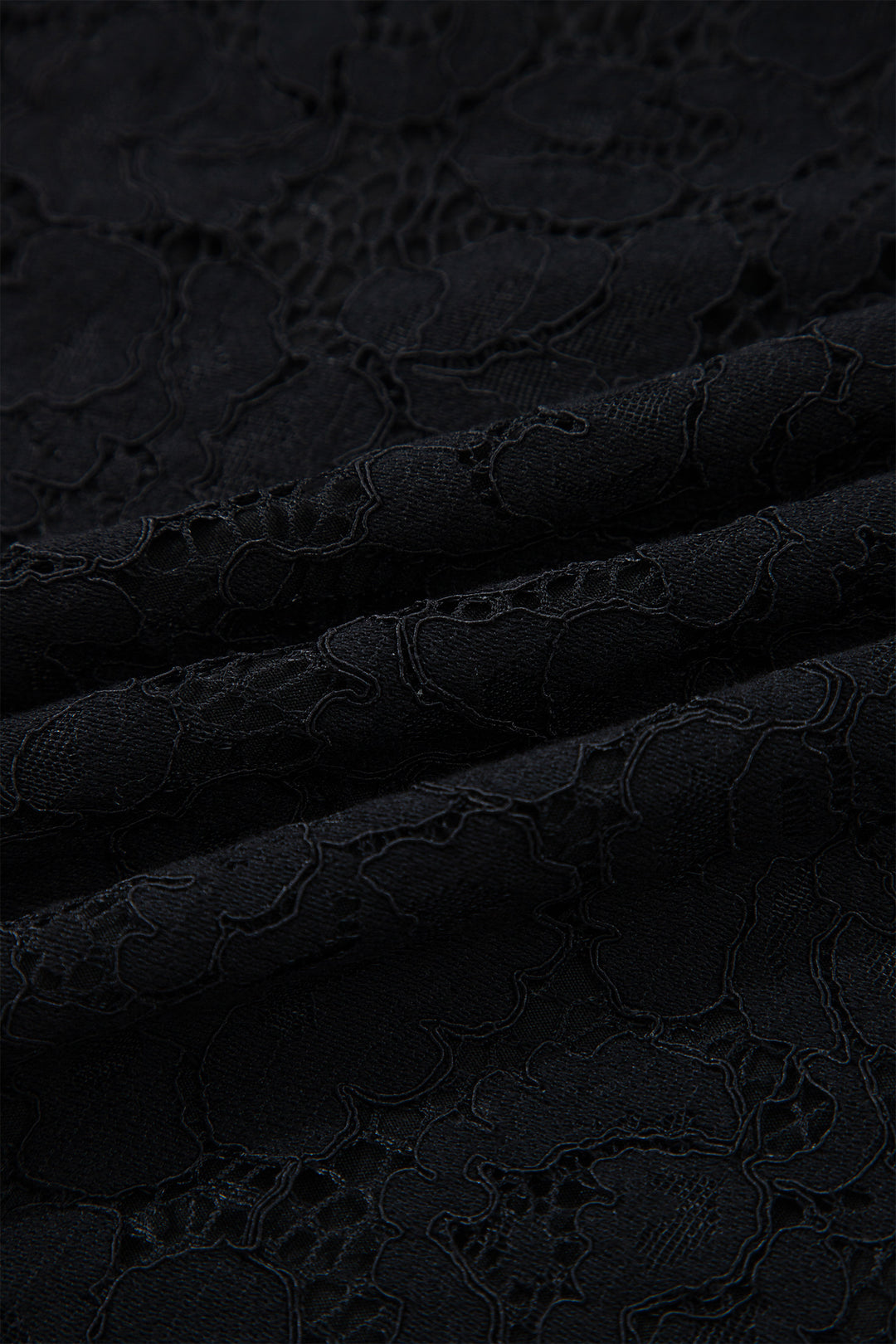 Black Floral Lace Overlay Tassel Tie Short Sleeve Beach Vacation Loose Maxi Dress