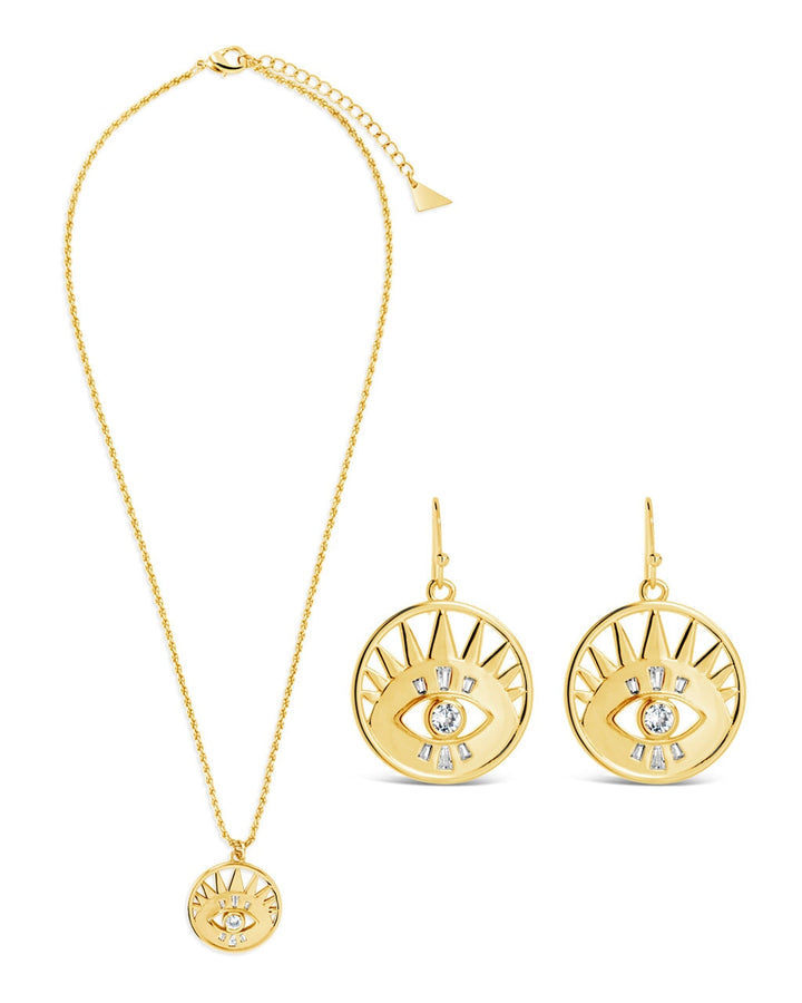 CZ Evil Eye Dangle Earring & Necklace Set
