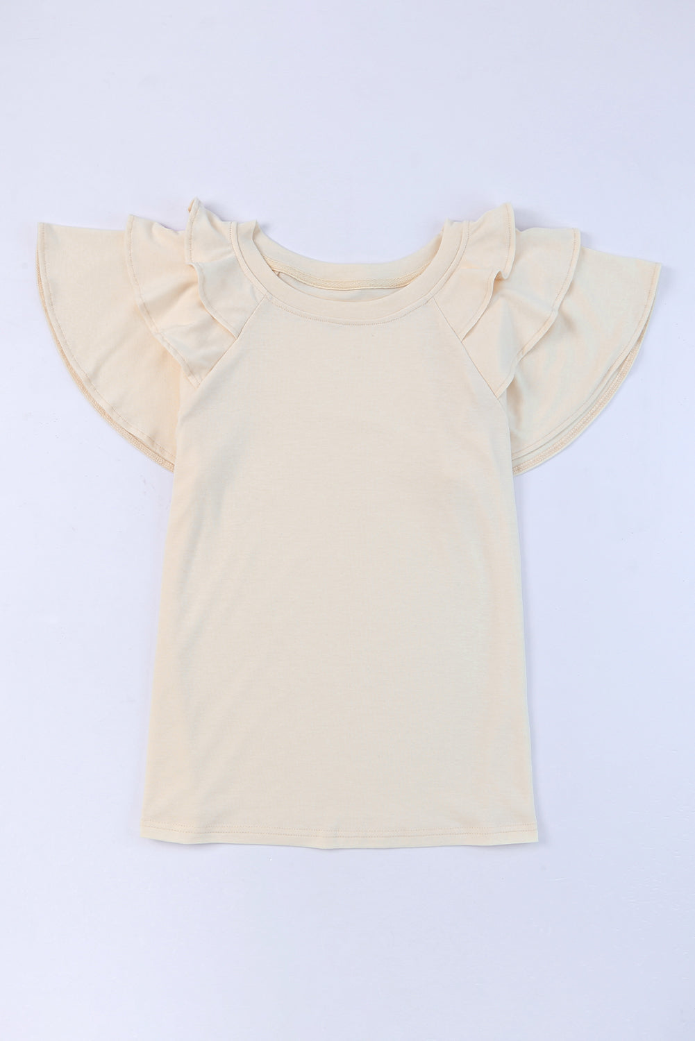 Apricot Plain Tiered Ruffled Short Sleeve T Shirt