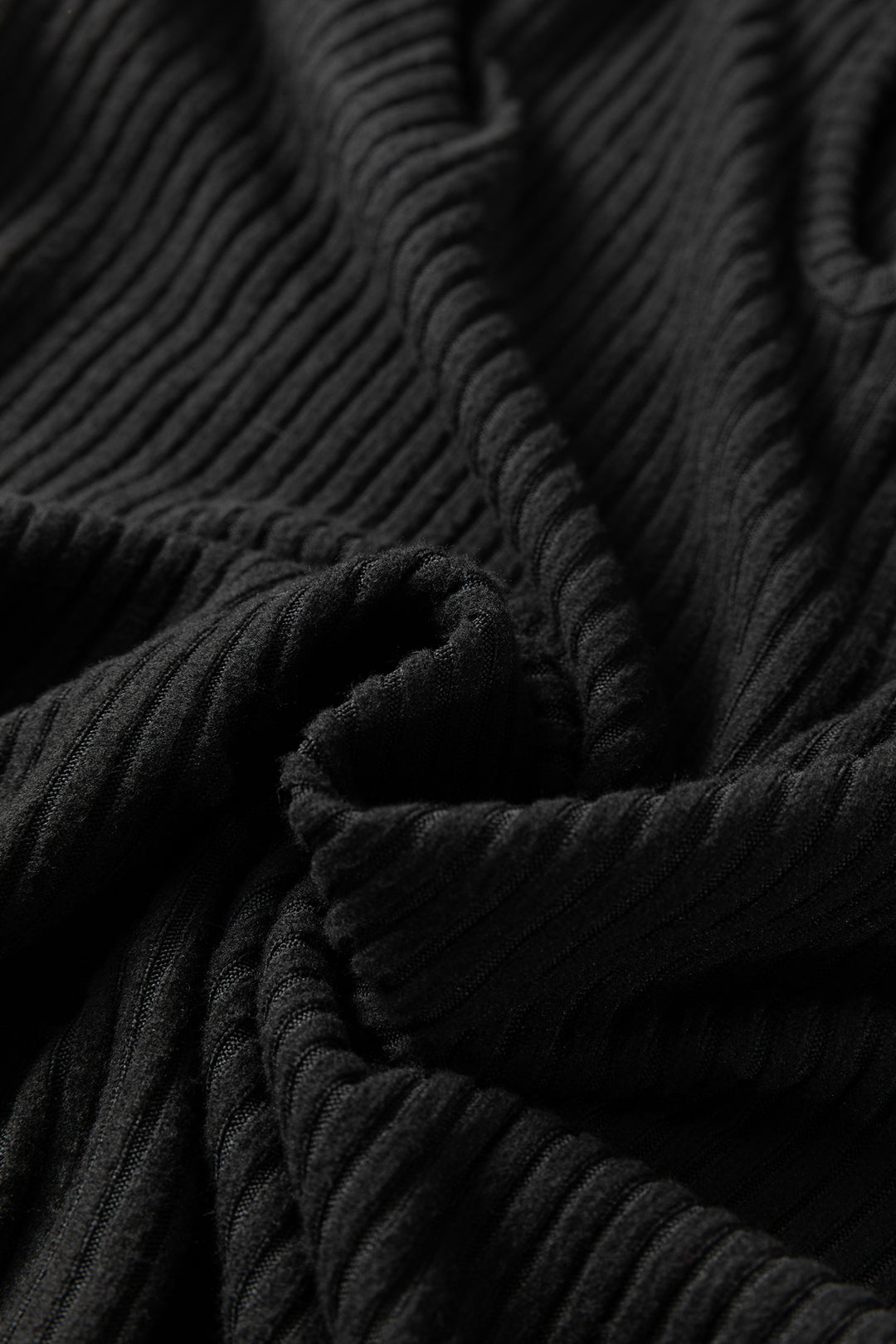 Black Ribbed Notched Neck Knit Long Sleeve Leggings Two Pieces Lounge Set