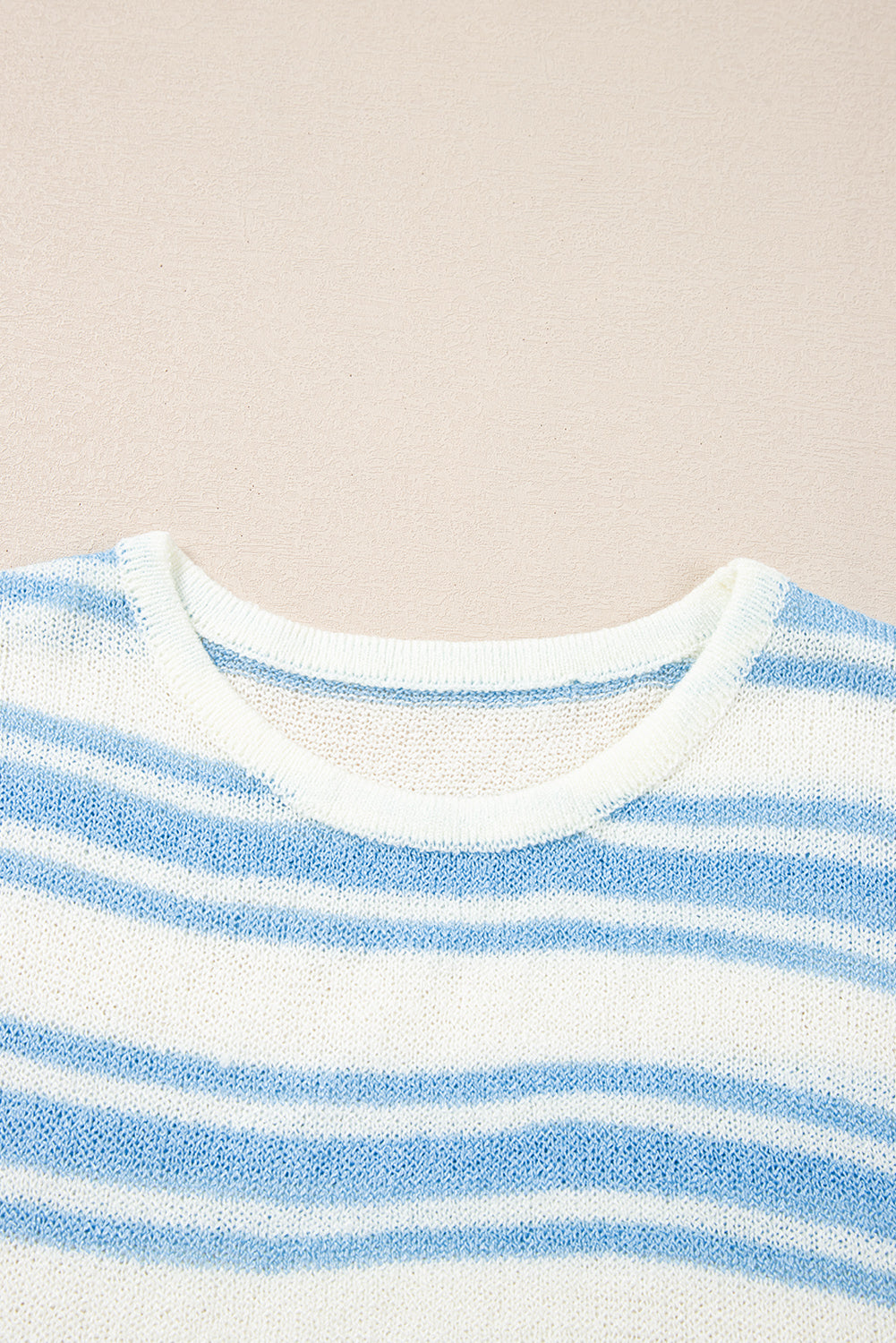 Sky Blue Stripe Boxy Fit Wide Sleeve Sweater T Shirt