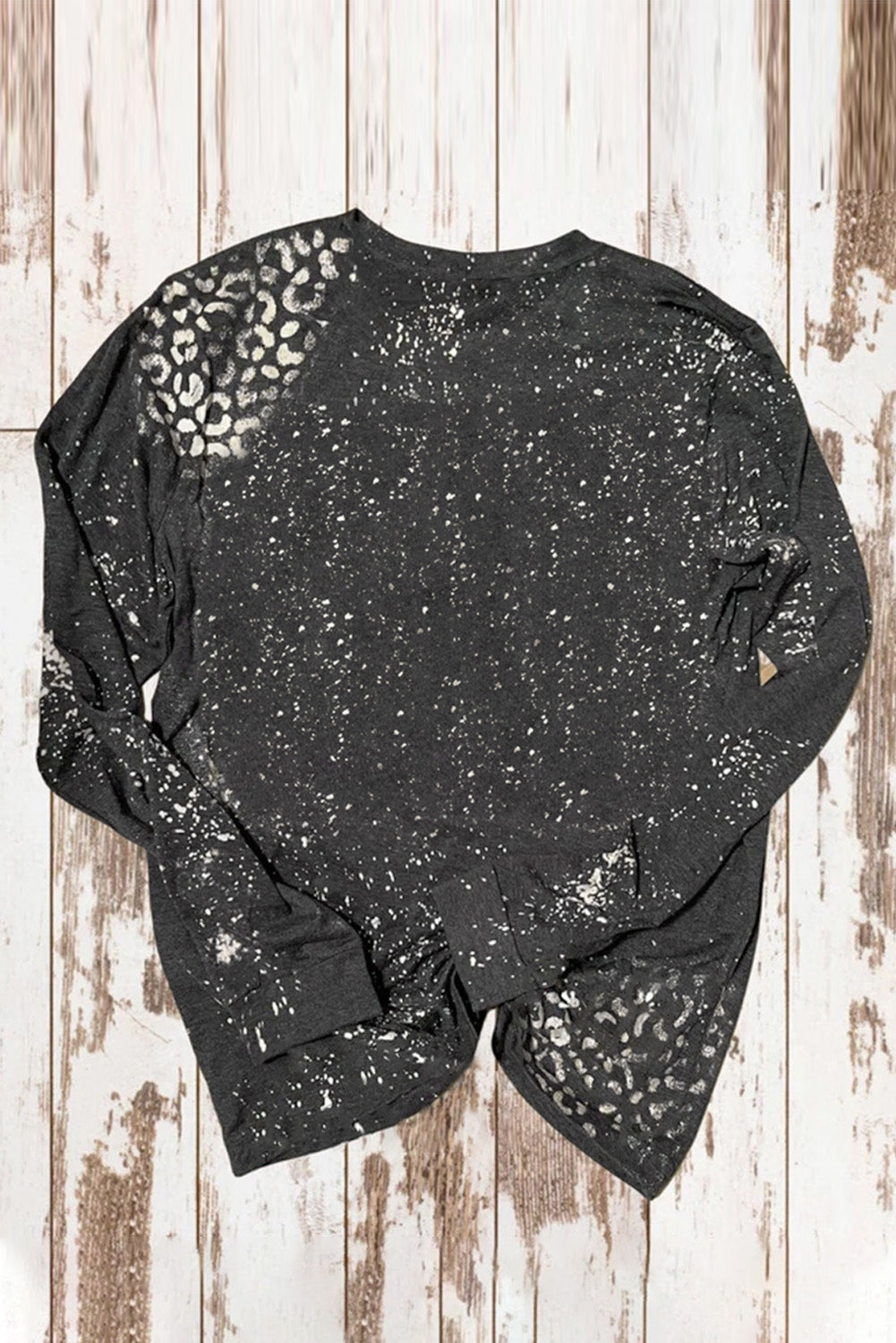 Black Retro Bleached Leopard Spot Pullover