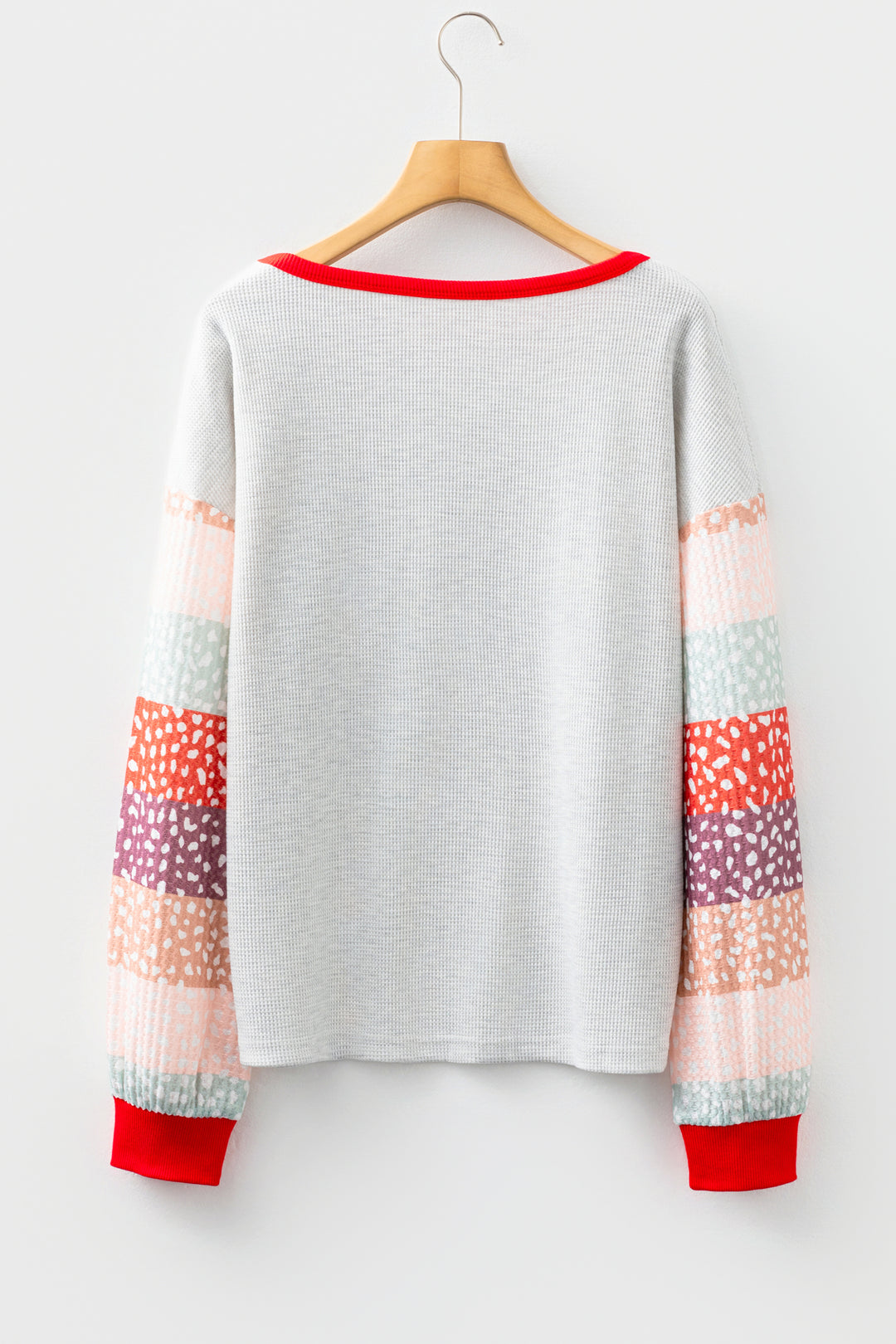 Jet Stream Contrast Leopard Color Block Sleeve Loose Pullover