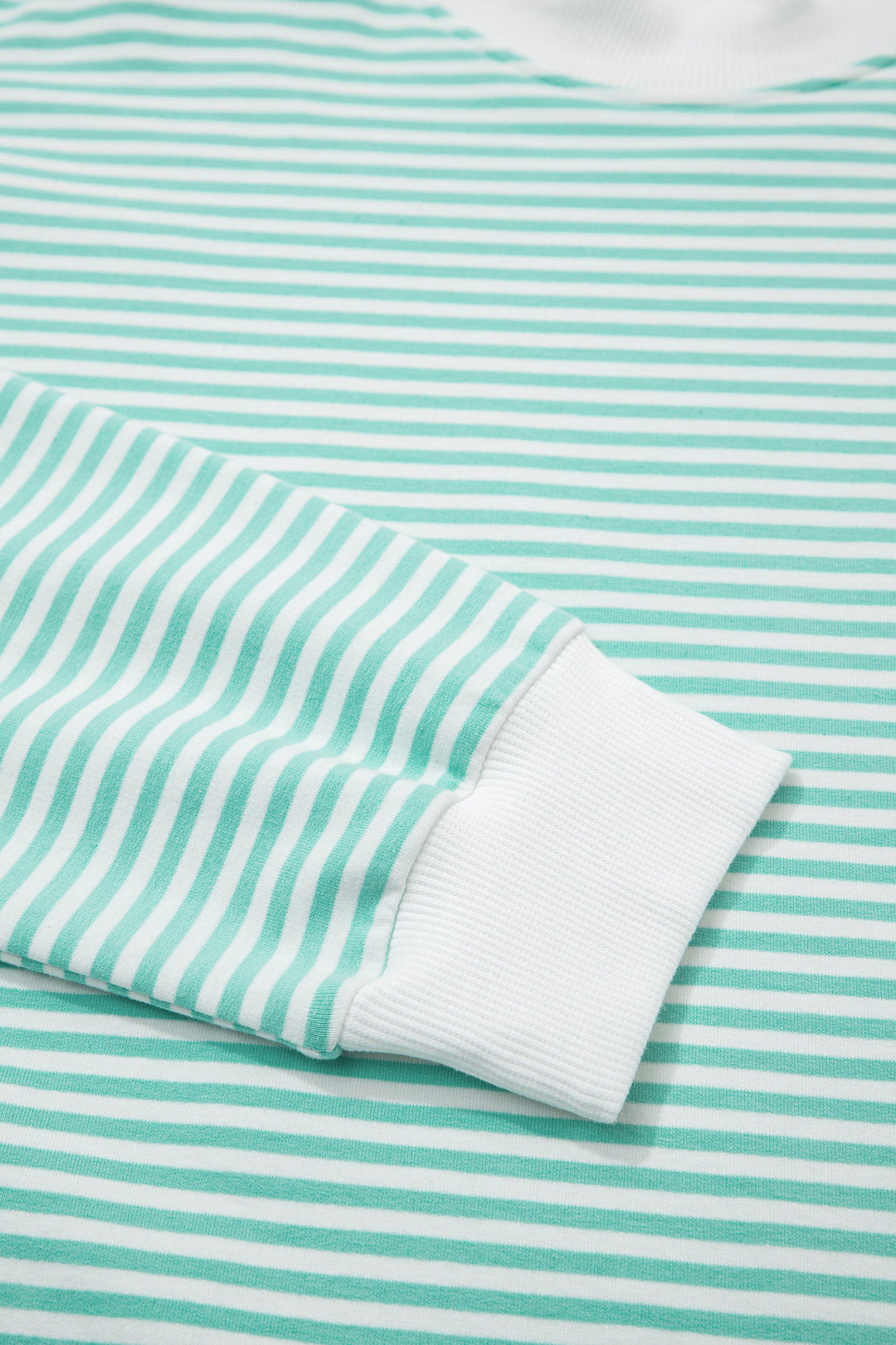 Sky Blue Stripe Oversize Mock Neck Sweatshirt and Shorts Set