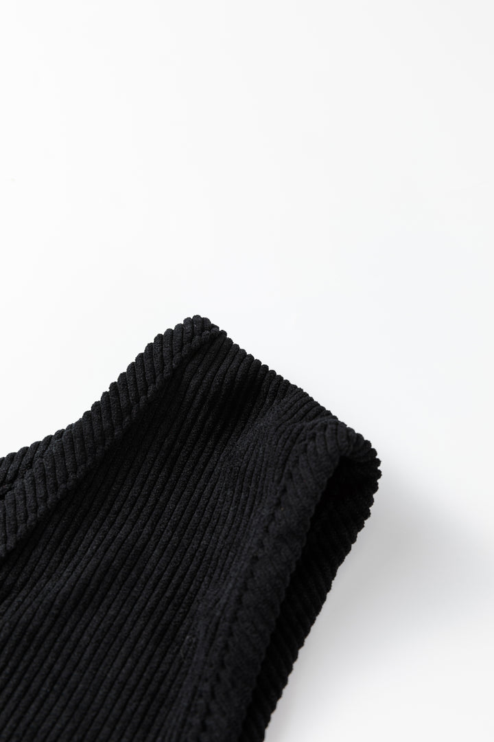 Black Plus Size Corduroy Patch Pocket Sleeveless Mini Dress